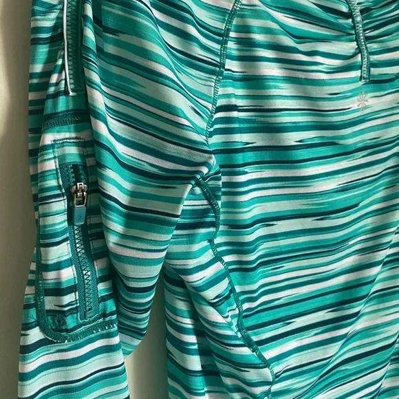 Athleta Striped Green and Blue Long Sleeve Athletic Runner’s Pullover - Picture 4 of 6